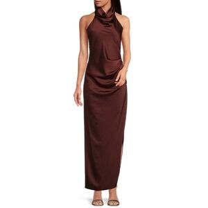 Gianni Bini
Yelena Satin High Mock Neck Sleeveless Long Sheath Dress